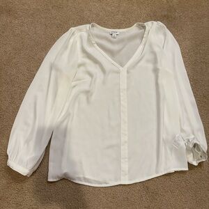 J. Crew Cream V-Neck Blouse